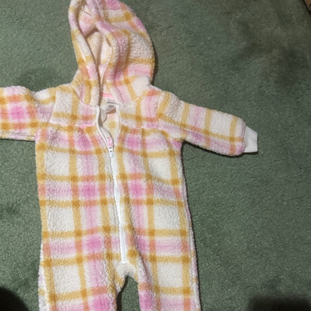 Carter's Pink and Yellow Plaid Footie